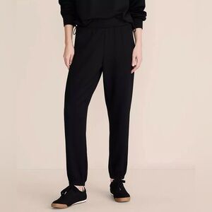 Loft Pull-On Crepe Stretch Slim Ankle Jogger Pants in Black size S